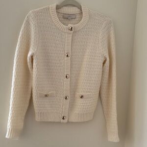 LOFT Women's Textured Cream Cardigan